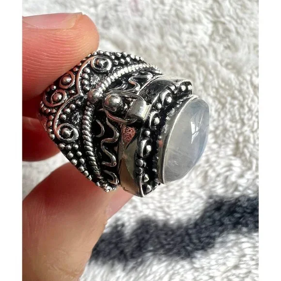 925 Rainbow Flash Moonstone POISON Ring 6, 7, 10 - Picture 11 of 13